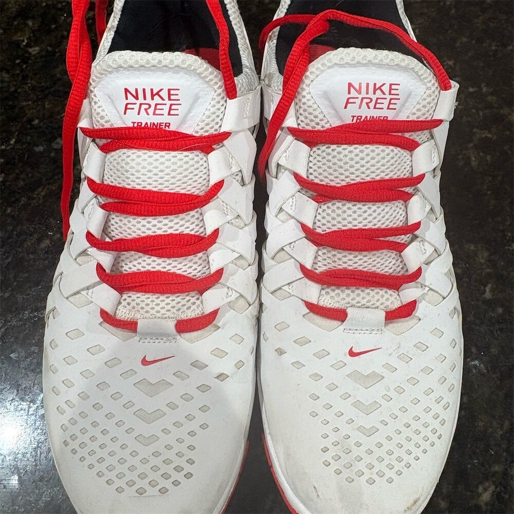 Nike Free Trainer Men's Training Sneakers White/Red Lace Up Size 9.5